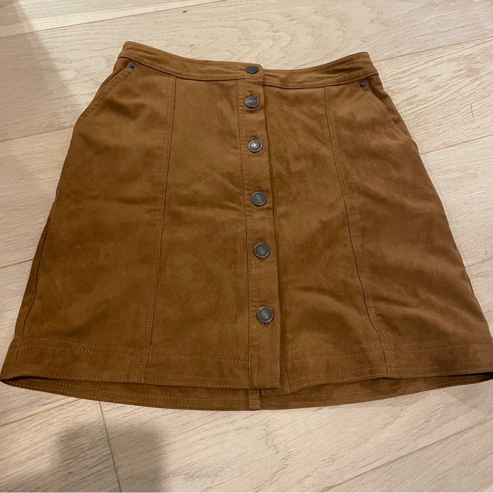 Abercrombie suede brown button up skirt